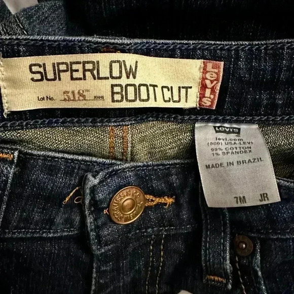 Levis 518 Superlow Boot Cut Jeans Juniors Size 7 M Blue - Picture 9 of 11